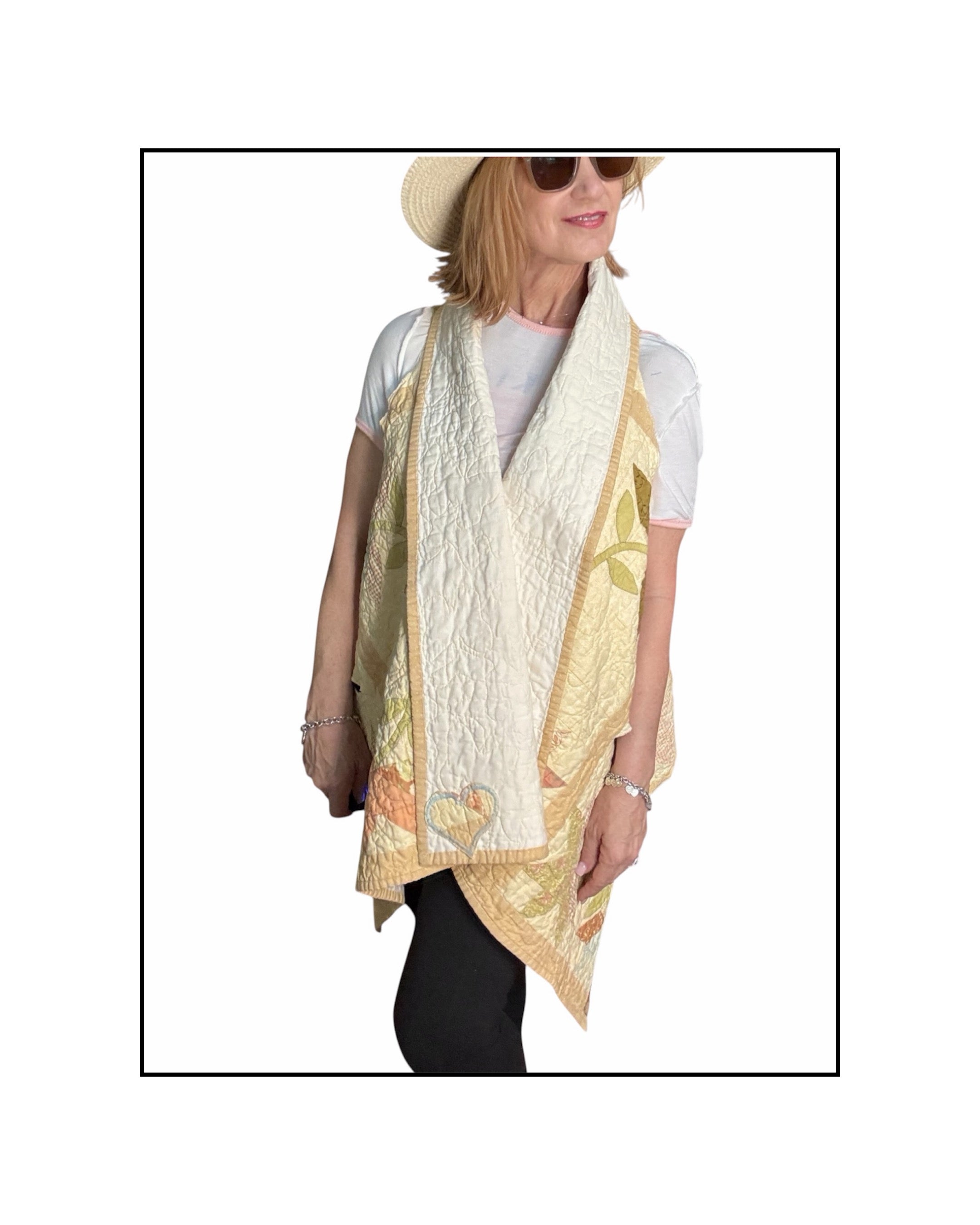 Muted Flowers Asymmetrical Shawl Vest
