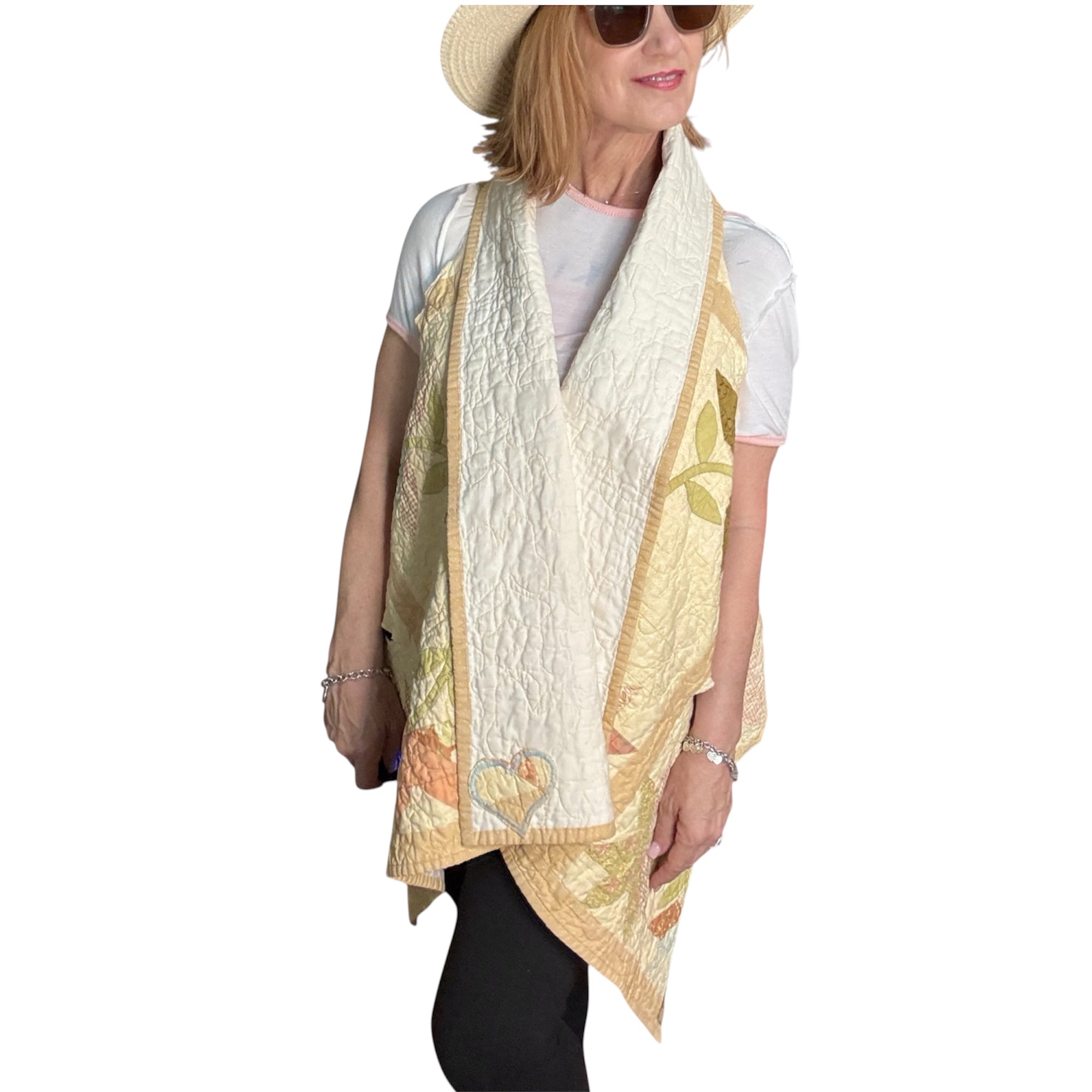 Muted Flowers Asymmetrical Shawl Vest